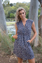 Load image into Gallery viewer, Cleo Navy Floral Zip Front Dress