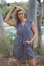 Load image into Gallery viewer, Cleo Navy Floral Zip Front Dress