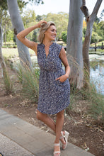 Load image into Gallery viewer, Cleo Navy Floral Zip Front Dress