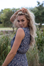 Load image into Gallery viewer, Cleo Navy Floral Zip Front Dress