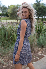 Load image into Gallery viewer, Cleo Navy Floral Zip Front Dress