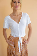 Load image into Gallery viewer, Beverley White Button Front Crop