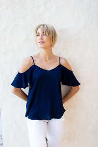 Tegan Cold Shoulder Navy Top