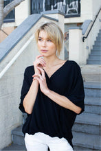 Load image into Gallery viewer, Clara Batwing Crossover Top Black