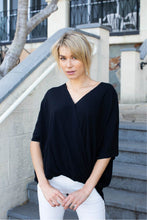Load image into Gallery viewer, Clara Batwing Crossover Top Black
