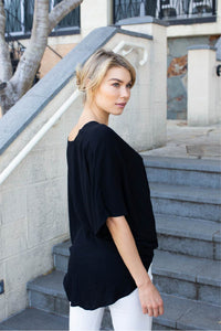 Clara Batwing Crossover Top Black