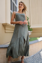 Load image into Gallery viewer, Megan Khaki Button Midi Dress