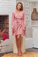 Load image into Gallery viewer, Greta Long sleeve Pink X/ Over Tie Dress