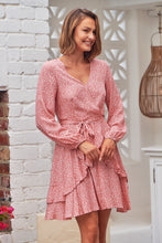 Load image into Gallery viewer, Greta Long sleeve Pink X/ Over Tie Dress