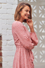 Load image into Gallery viewer, Greta Long sleeve Pink X/ Over Tie Dress
