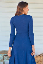 Load image into Gallery viewer, Kendra Navy Long Sleeve Knot Front Evening Dress