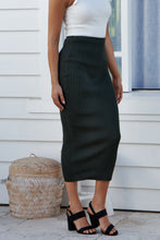 Load image into Gallery viewer, Rhea Knit Ribbed Khaki Tube Skirt
