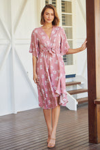 Load image into Gallery viewer, Rosa Tie Front Pink Floral Dress