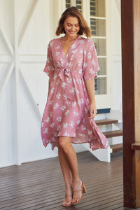 Rosa Tie Front Pink Floral Dress