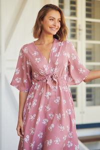 Rosa Tie Front Pink Floral Dress