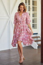 Load image into Gallery viewer, Rosa Tie Front Pink Floral Dress