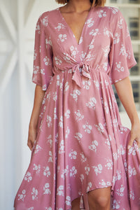 Rosa Tie Front Pink Floral Dress