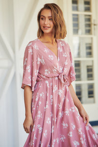 Rosa Tie Front Pink Floral Dress