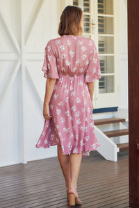 Rosa Tie Front Pink Floral Dress