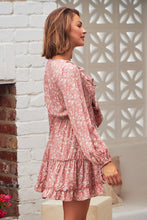 Load image into Gallery viewer, Escend L/Sleeve Pink Floral Tie Front Frill Dress