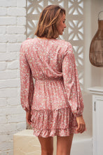 Load image into Gallery viewer, Escend L/Sleeve Pink Floral Tie Front Frill Dress