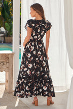 Load image into Gallery viewer, Augustina Black/White/Brown Floral Button Front Maxi Dress