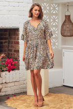 Load image into Gallery viewer, Danica Beige/Blue Animal Elastic Waist Dress