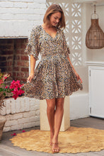 Load image into Gallery viewer, Danica Beige/Blue Animal Elastic Waist Dress