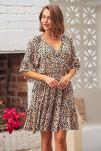 Load image into Gallery viewer, Danica Beige/Blue Animal Elastic Waist Dress