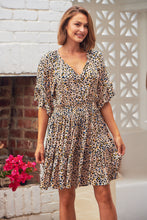 Load image into Gallery viewer, Danica Beige/Blue Animal Elastic Waist Dress