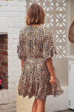 Load image into Gallery viewer, Danica Beige/Blue Animal Elastic Waist Dress