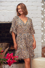 Load image into Gallery viewer, Danica Beige/Blue Animal Elastic Waist Dress