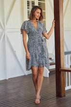 Load image into Gallery viewer, Sabina Chiffon Cross Over Animal Print Dress