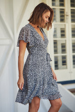 Load image into Gallery viewer, Sabina Chiffon Cross Over Animal Print Dress