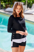 Load image into Gallery viewer, Bronte Long Sleeve Black/White Layered Top