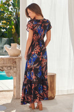 Load image into Gallery viewer, Augustina Black/Red/Royal Blue Floral Button Front Maxi Dress