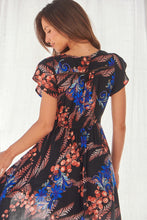 Load image into Gallery viewer, Augustina Black/Red/Royal Blue Floral Button Front Maxi Dress
