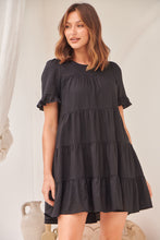Load image into Gallery viewer, Nia Tiered Black Linen Smock Dress