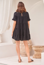 Load image into Gallery viewer, Nia Tiered Black Linen Smock Dress