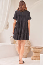 Load image into Gallery viewer, Nia Tiered Black Linen Smock Dress