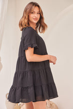 Load image into Gallery viewer, Nia Tiered Black Linen Smock Dress