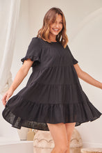 Load image into Gallery viewer, Nia Tiered Black Linen Smock Dress
