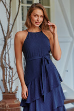 Load image into Gallery viewer, Kitty Chiffon Navy Tiered Ruffle Evening Dress