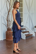 Load image into Gallery viewer, Kitty Chiffon Navy Tiered Ruffle Evening Dress