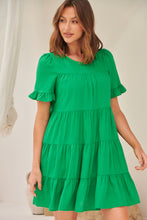 Load image into Gallery viewer, Nia Tiered Shamrock Green Linen Smock Dress
