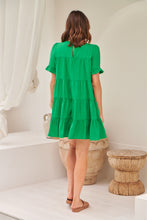 Load image into Gallery viewer, Nia Tiered Shamrock Green Linen Smock Dress
