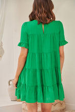 Load image into Gallery viewer, Nia Tiered Shamrock Green Linen Smock Dress