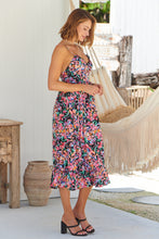 Load image into Gallery viewer, Merveille Black Multi Floral Chiffon Singlet Dress