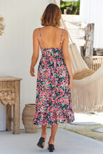 Load image into Gallery viewer, Merveille Black Multi Floral Chiffon Singlet Dress