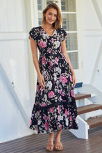 Load image into Gallery viewer, Augustina Black/Pink Floral Button Front Maxi Dress